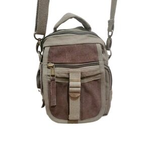 Rothco Leather Canvas Multi pocket Green & Brown Mens Travel Messenger Bag